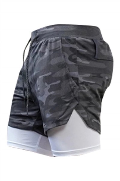 SKSP008 manufacturing five-point shorts design double-layer mobile phone pocket towel casual running shorts shorts shorts center fake two-piece shorts detail view-1